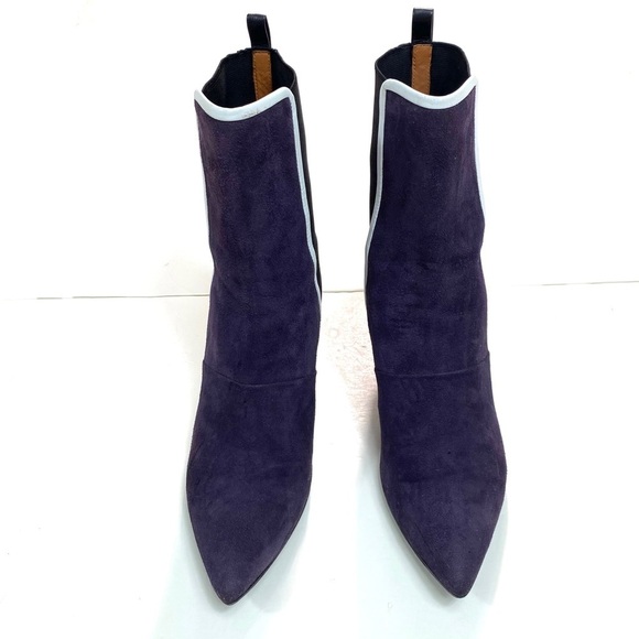 & Other Stories Color-Block Suede Pointed Toe Kitten Heel Mid Boots Purple Sz 9 - Picture 4 of 15